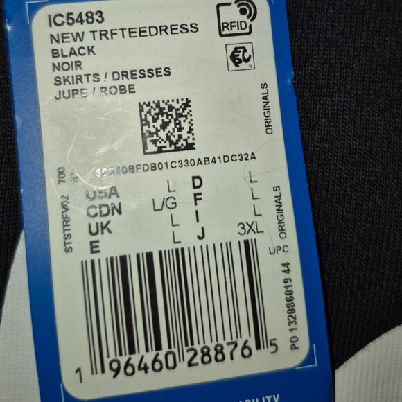 NWT Black Adidas Logo T-shirt Dress (L) - Picture 6 of 9